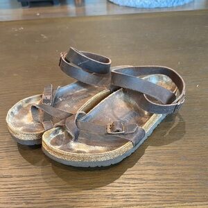Birkenstock Brown leather Strappy Sandals